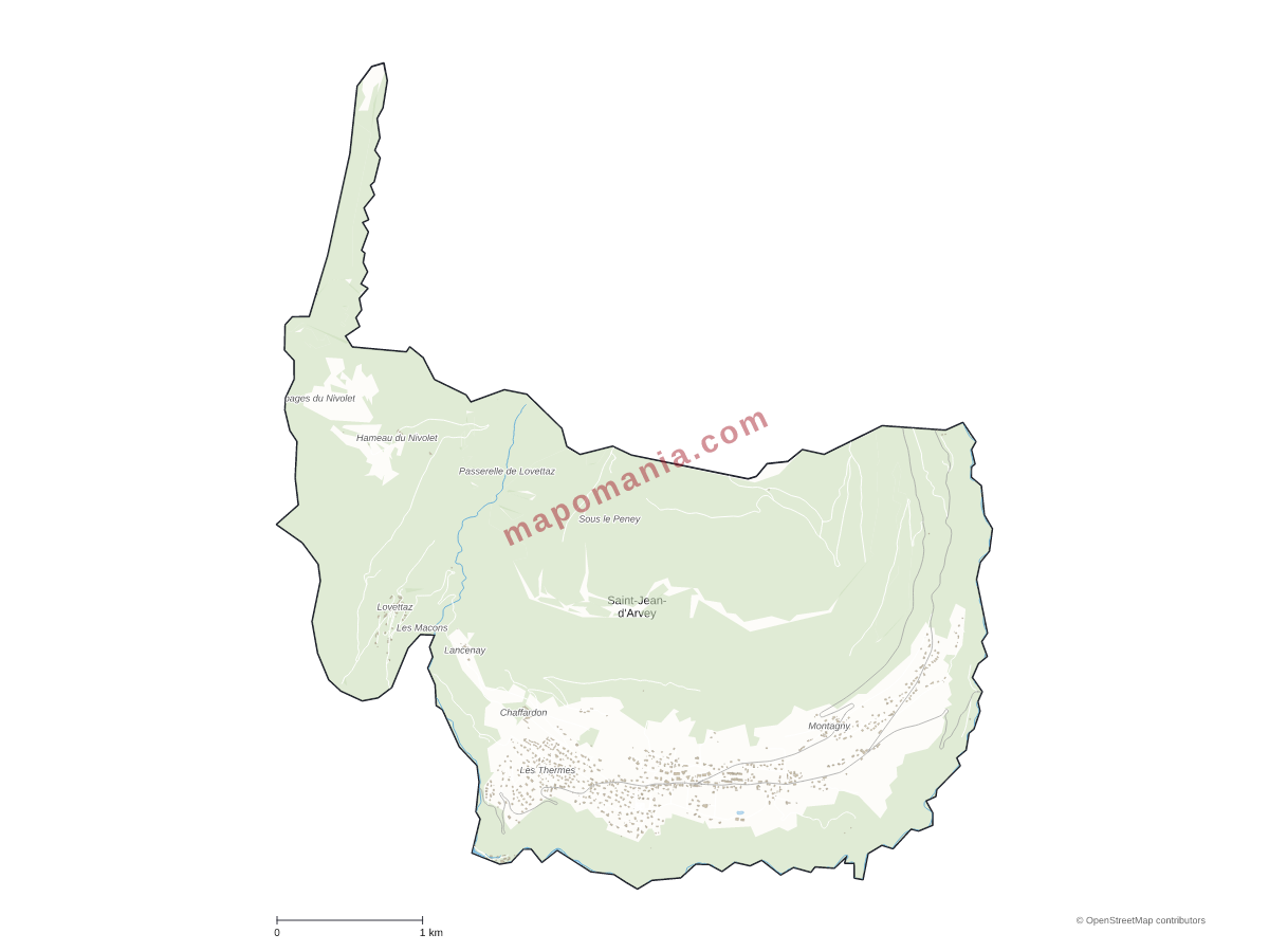 Carte de Saint-Jean-d'Arvey à personnaliser