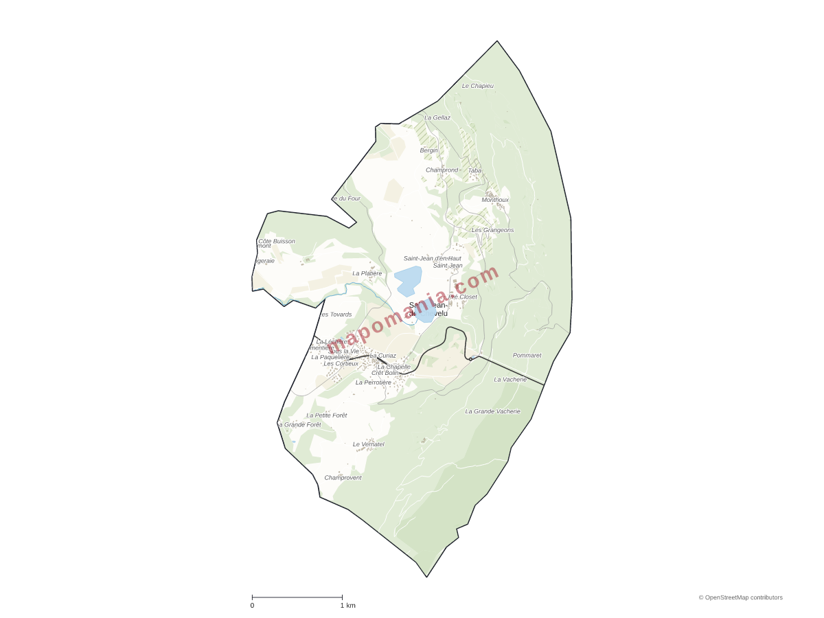 Carte de Saint-Jean-de-Chevelu à personnaliser