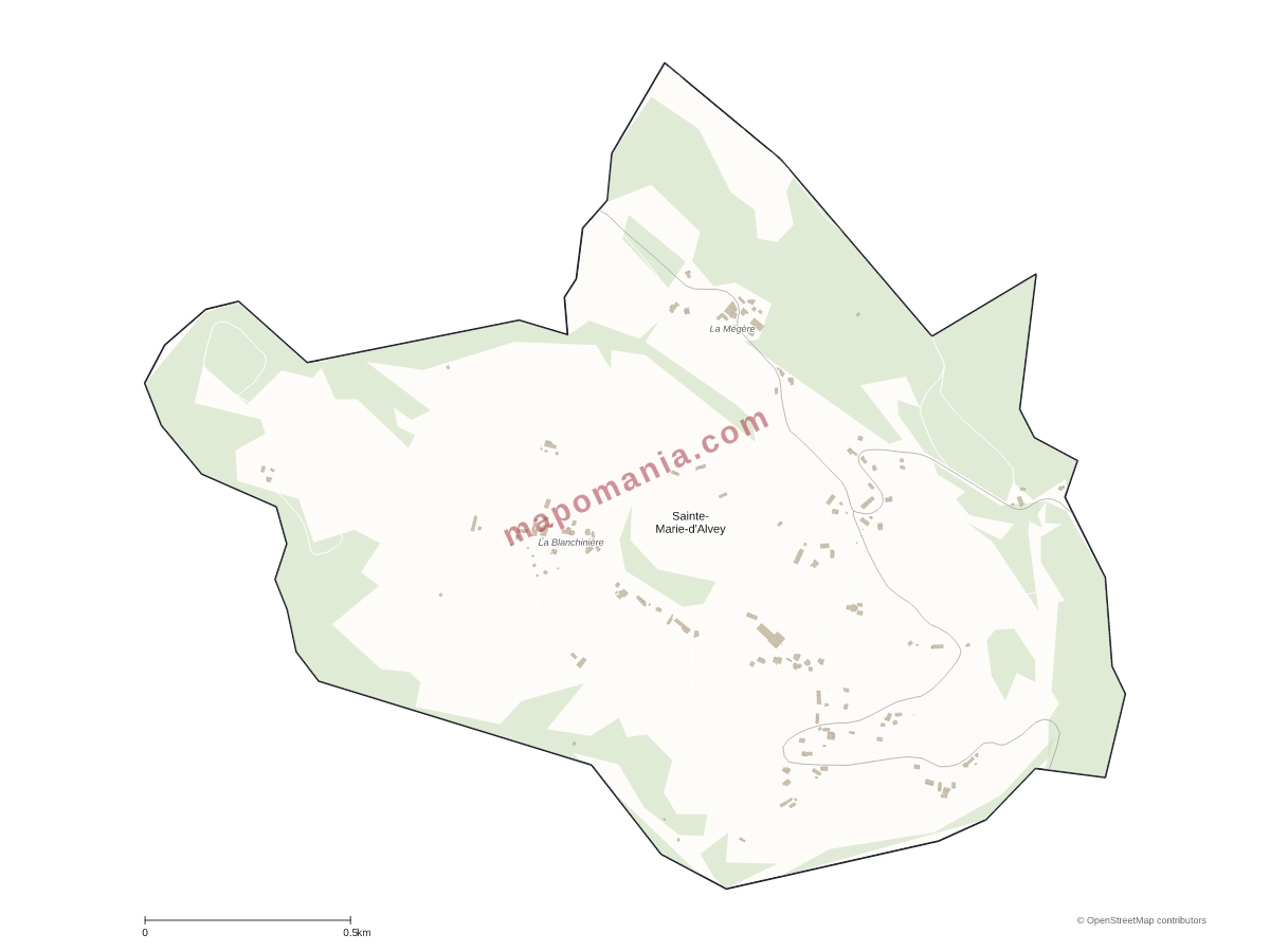 Carte de Sainte-Marie-d'Alvey à personnaliser
