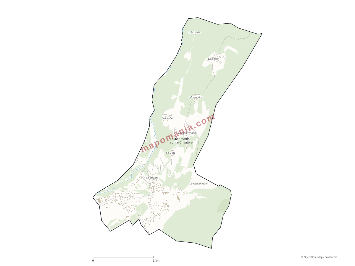 Carte de Saint-Martin-sur-la-Chambre à personnaliser