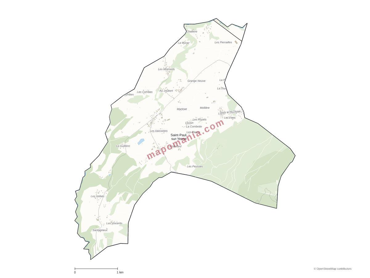 Carte de Saint-Paul-sur-Yenne à personnaliser