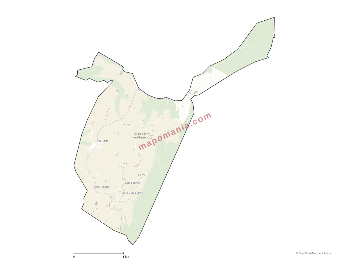 Carte de Saint-Pierre-de-Genebroz à personnaliser