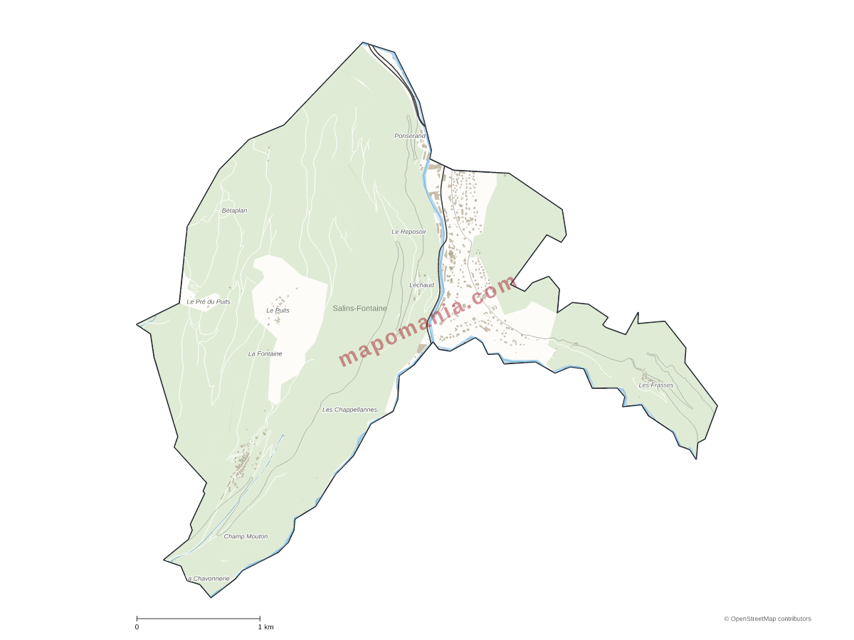 Carte de Salins-Fontaine à personnaliser