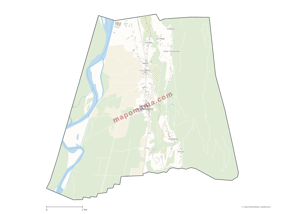 Carte de Serrières-en-Chautagne à personnaliser