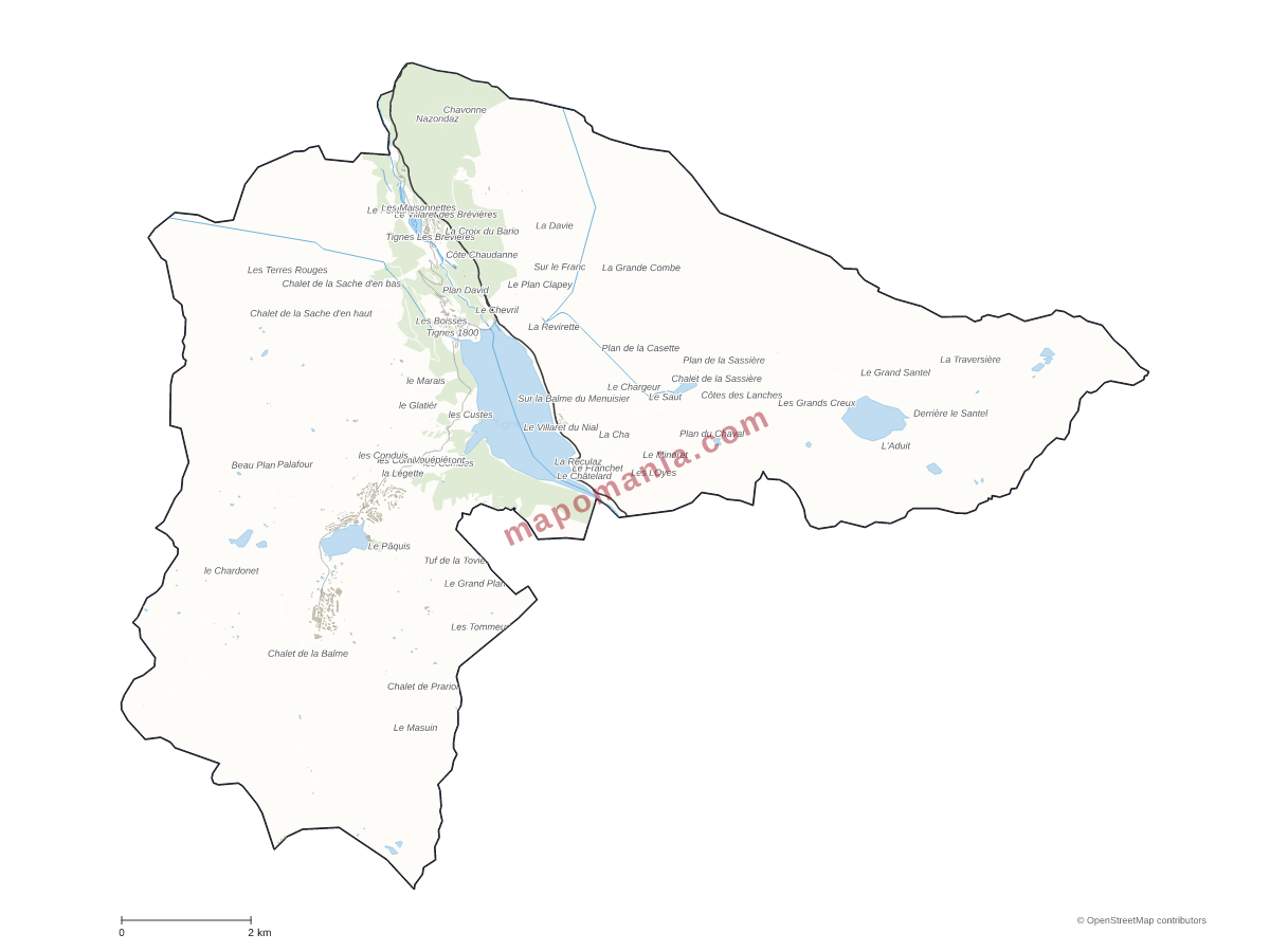Carte de Tignes à personnaliser