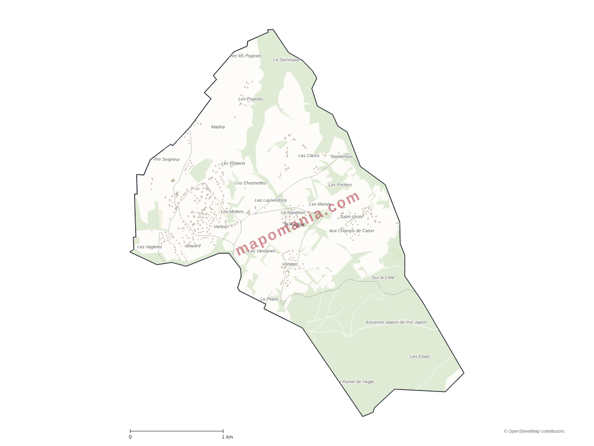 Carte de Trévignin à personnaliser