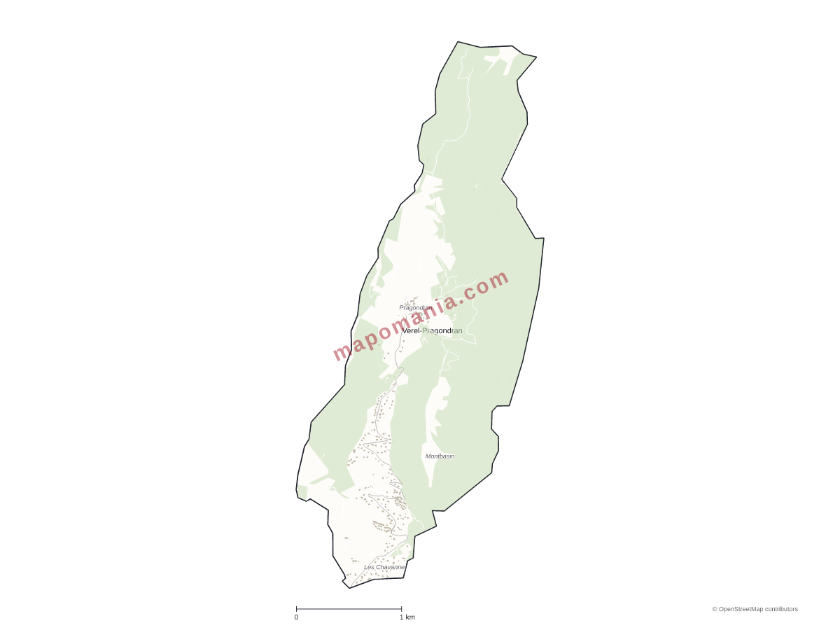 Carte de Verel-Pragondran à personnaliser