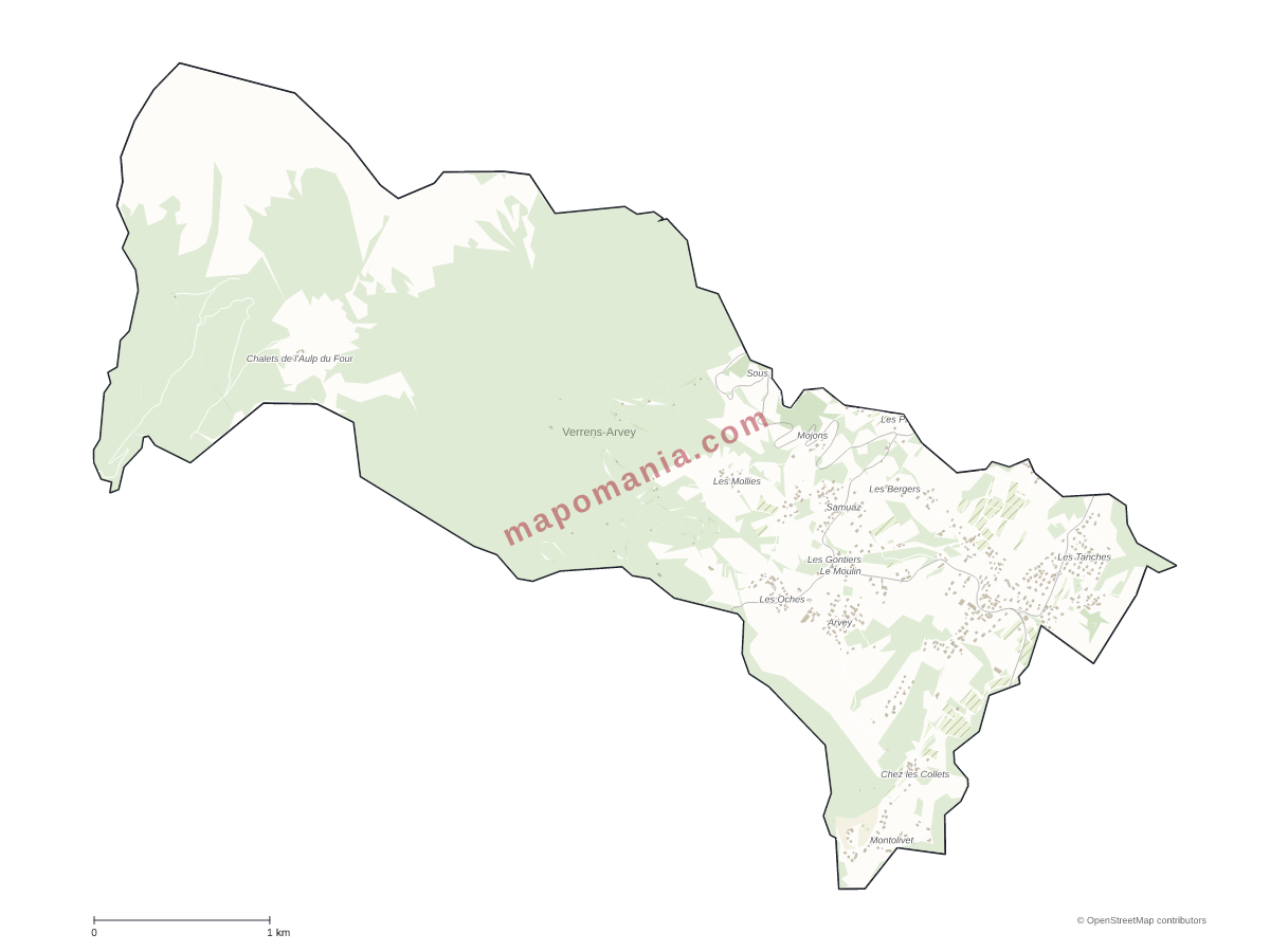 Carte de Verrens-Arvey à personnaliser