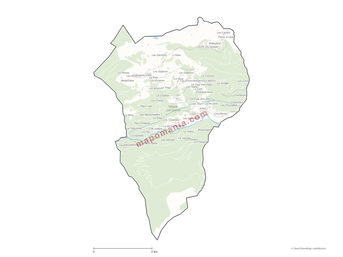 Carte de Villard-sur-Doron à personnaliser