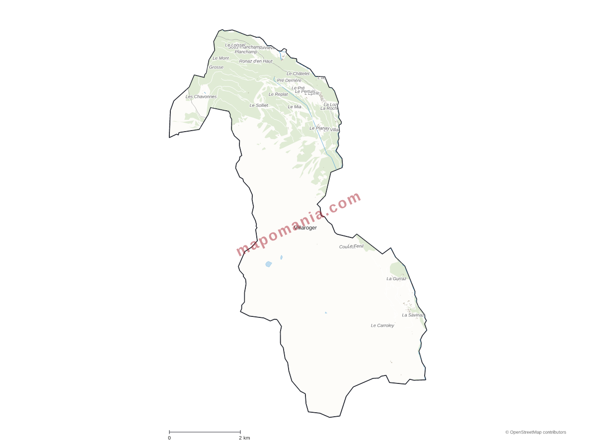 Carte de Villaroger à personnaliser