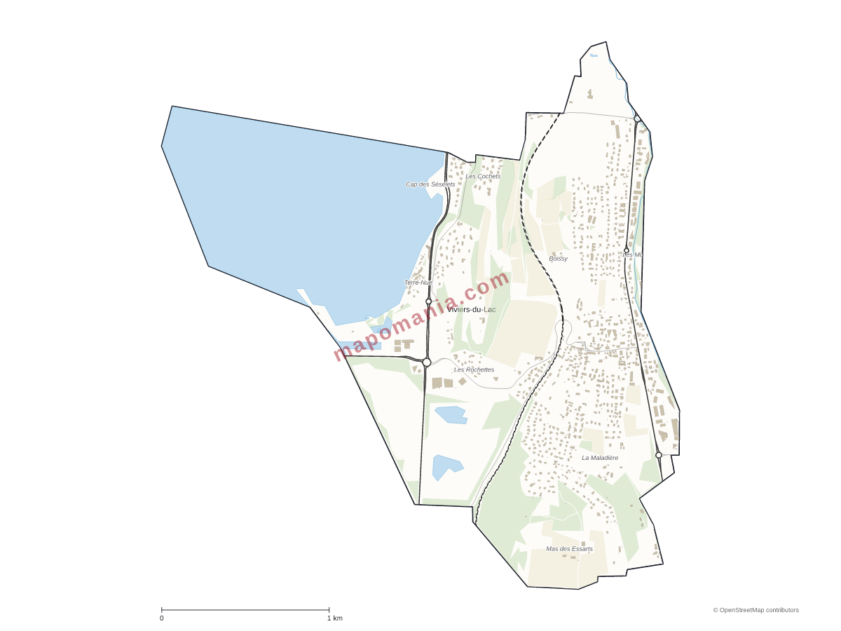 Carte de Viviers-du-Lac à personnaliser