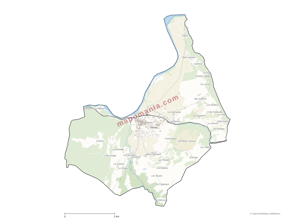 Carte de Yenne à personnaliser