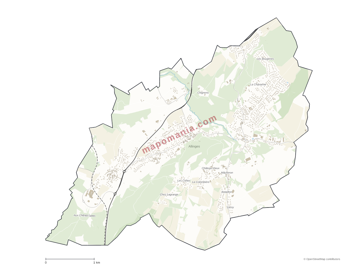 Carte de Allinges à personnaliser