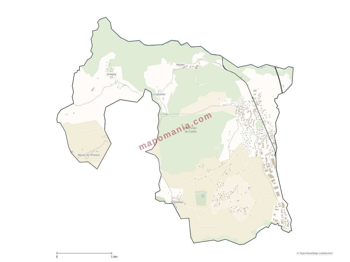 Carte de Allonzier-la-Caille à personnaliser