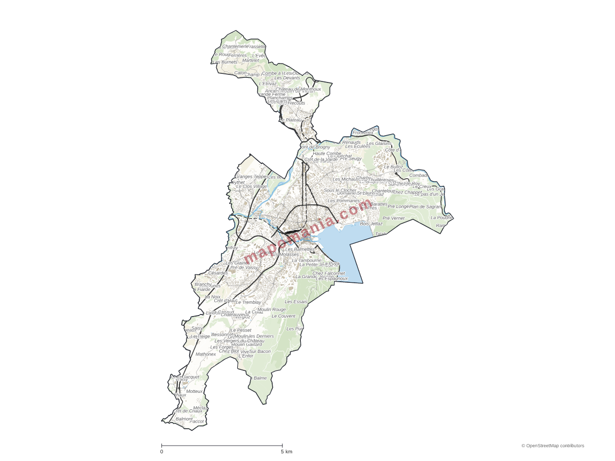 Carte de Annecy à personnaliser