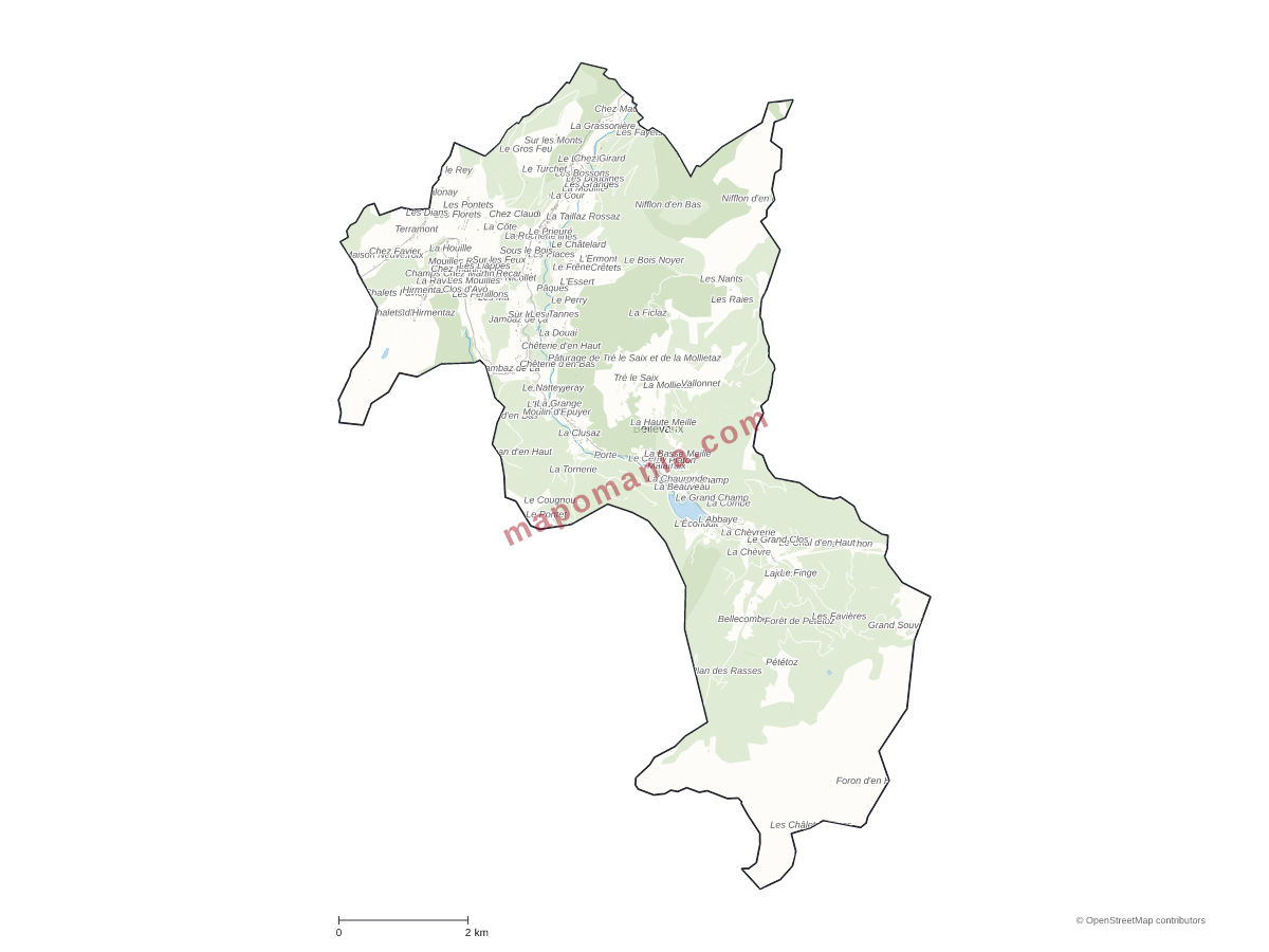 Carte de Bellevaux à personnaliser