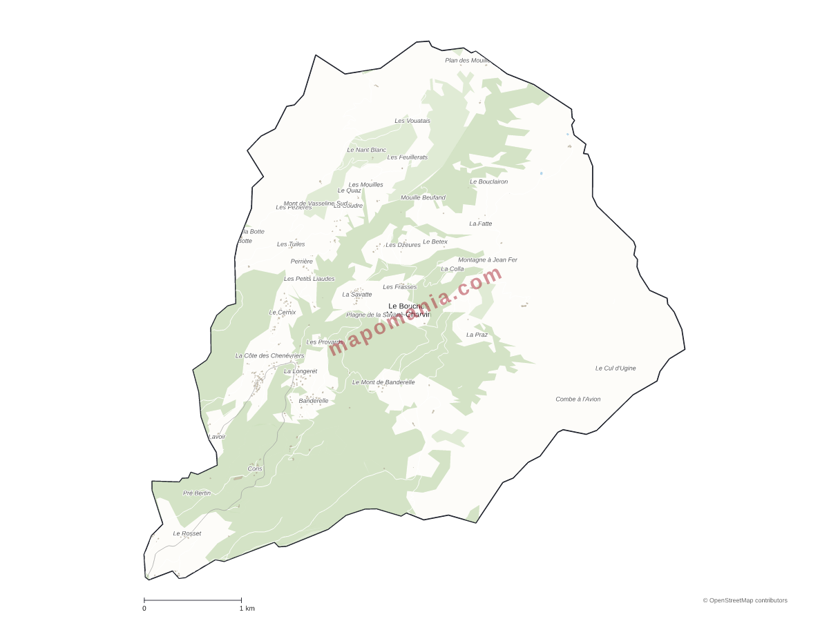 Carte de Le Bouchet-Mont-Charvin à personnaliser