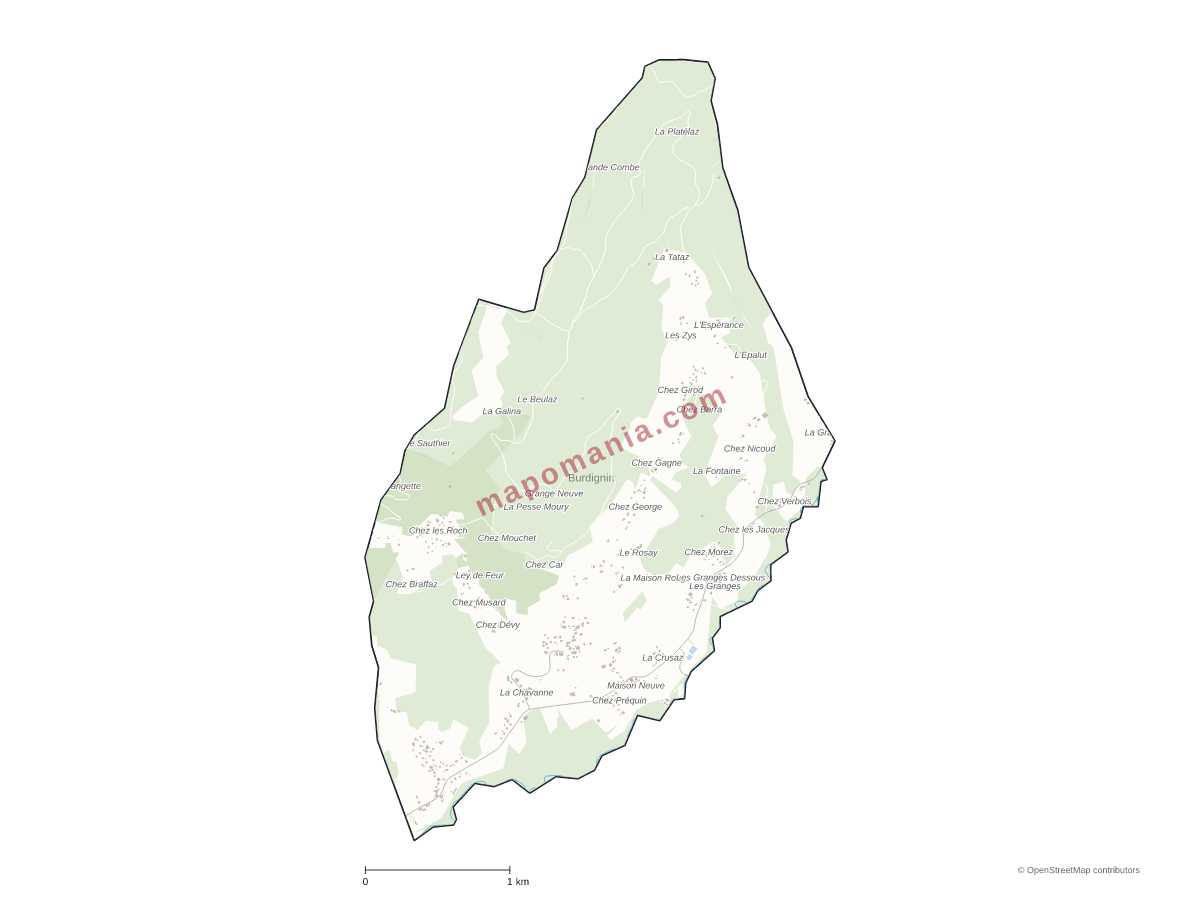 Carte de Burdignin à personnaliser
