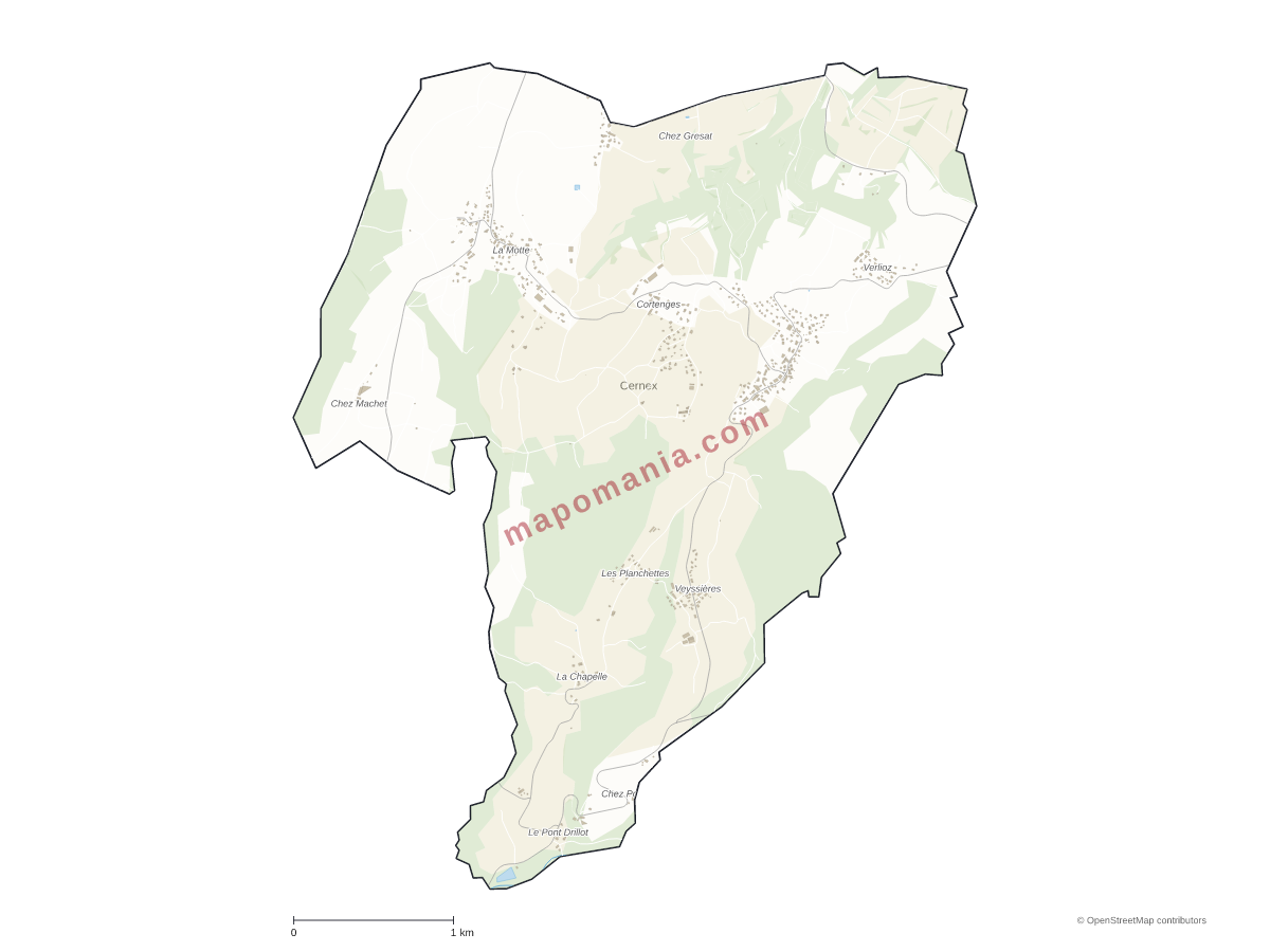 Carte de Cernex à personnaliser