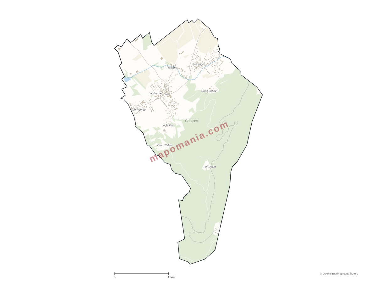 Carte de Cervens à personnaliser