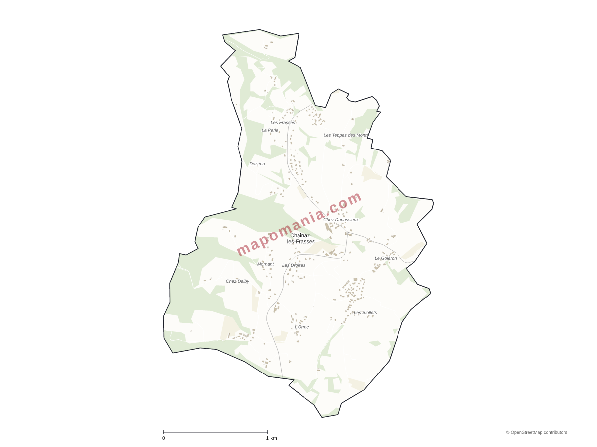 Carte de Chainaz-les-Frasses à personnaliser