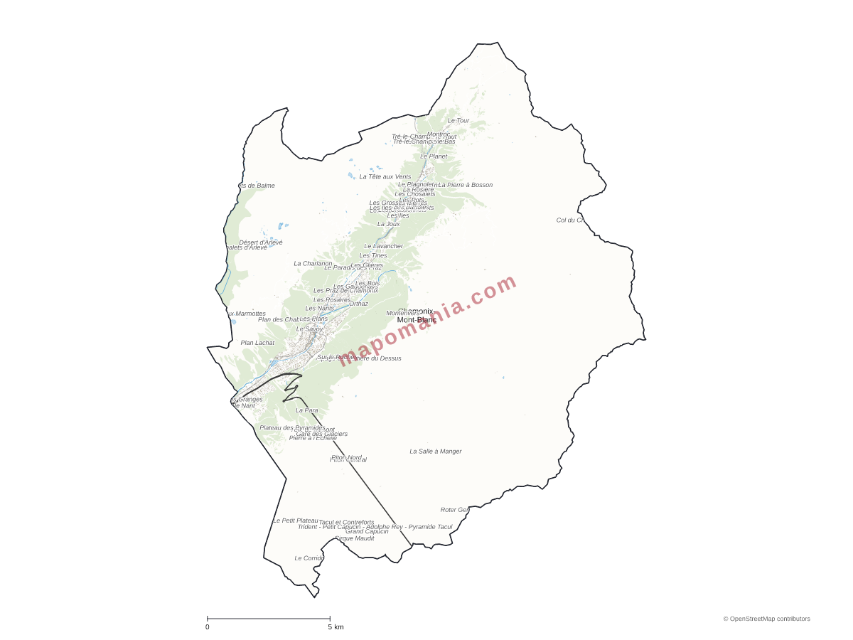 Carte de Chamonix-Mont-Blanc à personnaliser