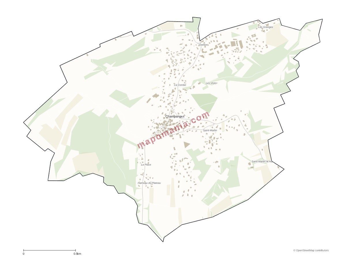 Carte de Champanges à personnaliser