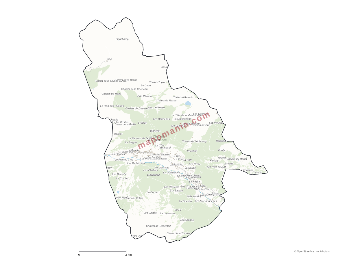 Carte de La Chapelle-d'Abondance à personnaliser