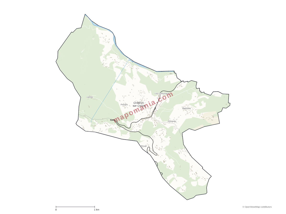 Carte de Châtillon-sur-Cluses à personnaliser