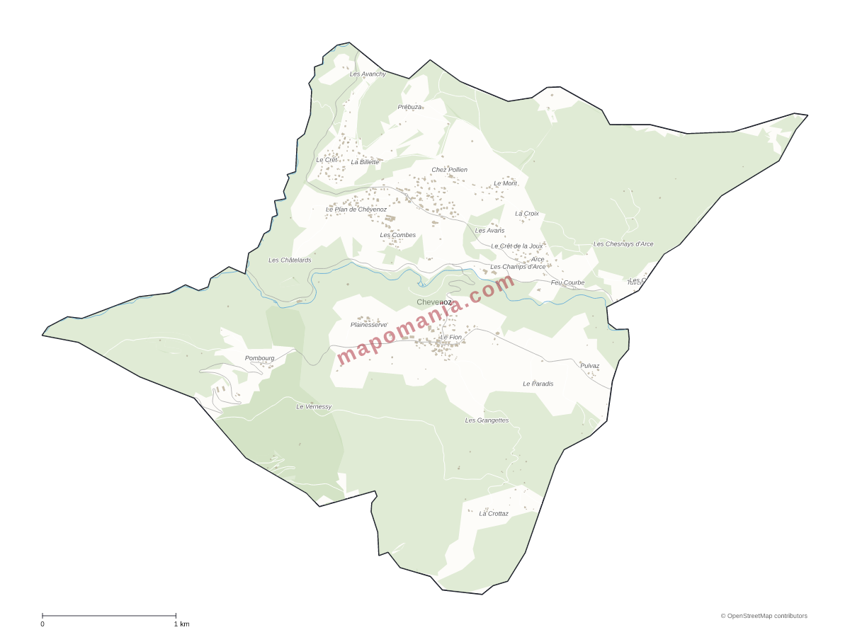 Carte de Chevenoz à personnaliser