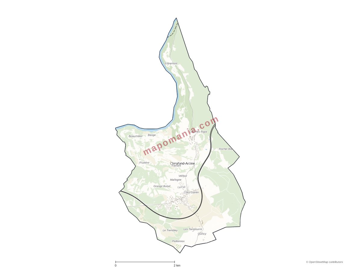 Carte de Clarafond-Arcine à personnaliser