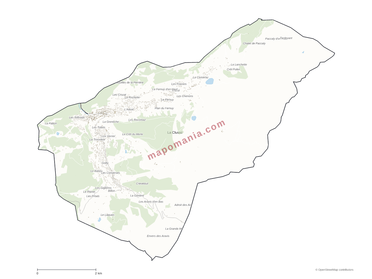 Carte de La Clusaz à personnaliser
