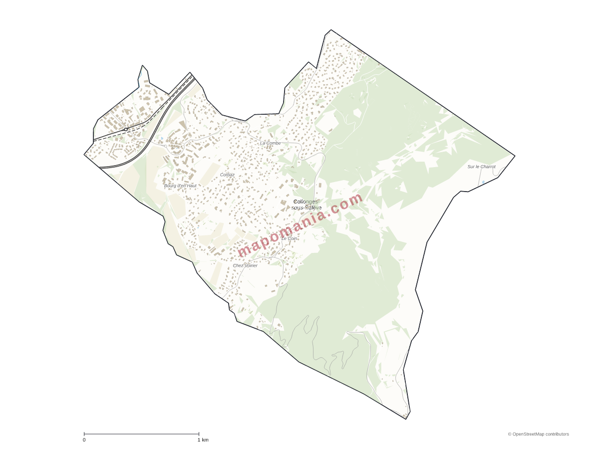 Carte de Collonges-sous-Salève à personnaliser