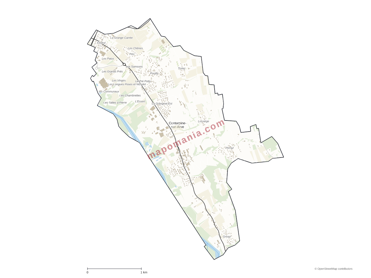 Carte de Contamine-sur-Arve à personnaliser