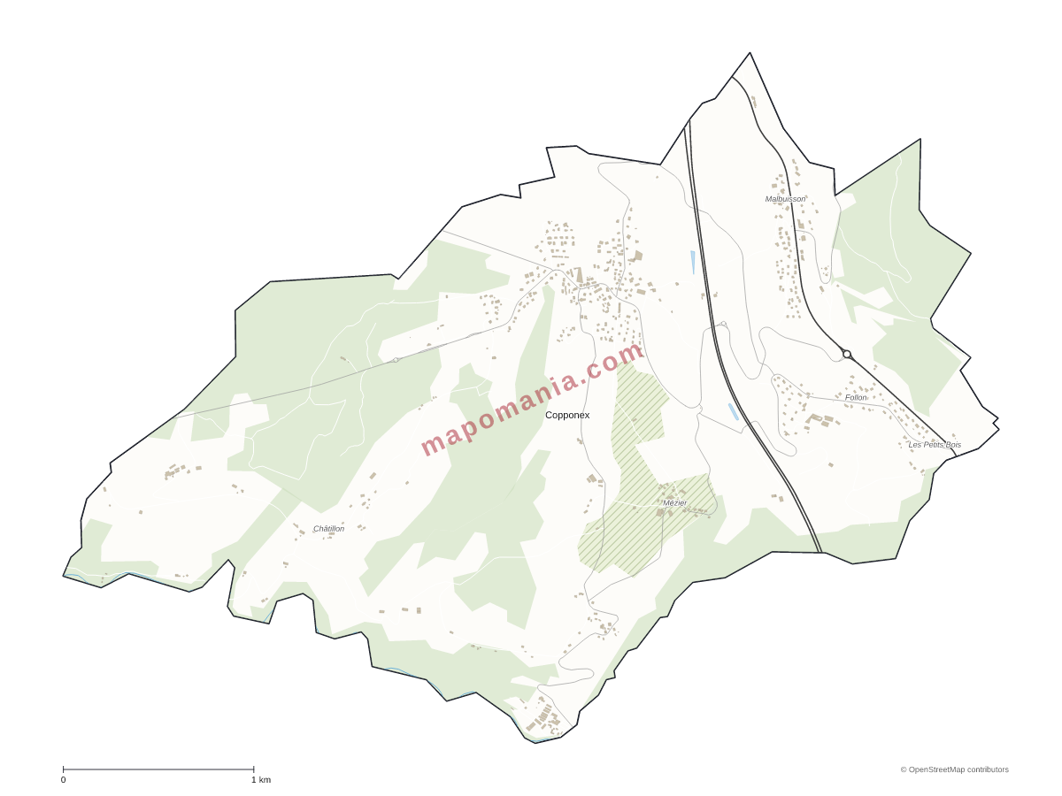 Carte de Copponex à personnaliser