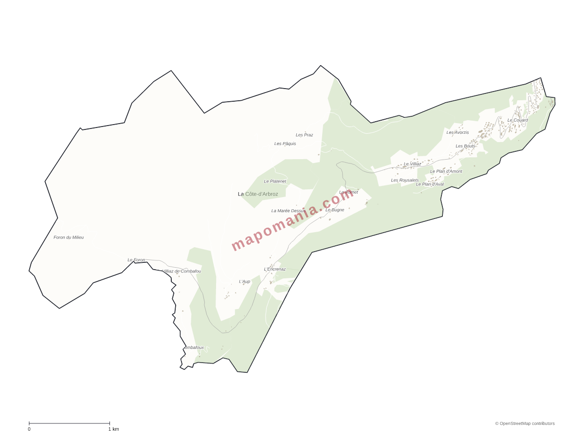 Carte de La Côte-d'Arbroz à personnaliser