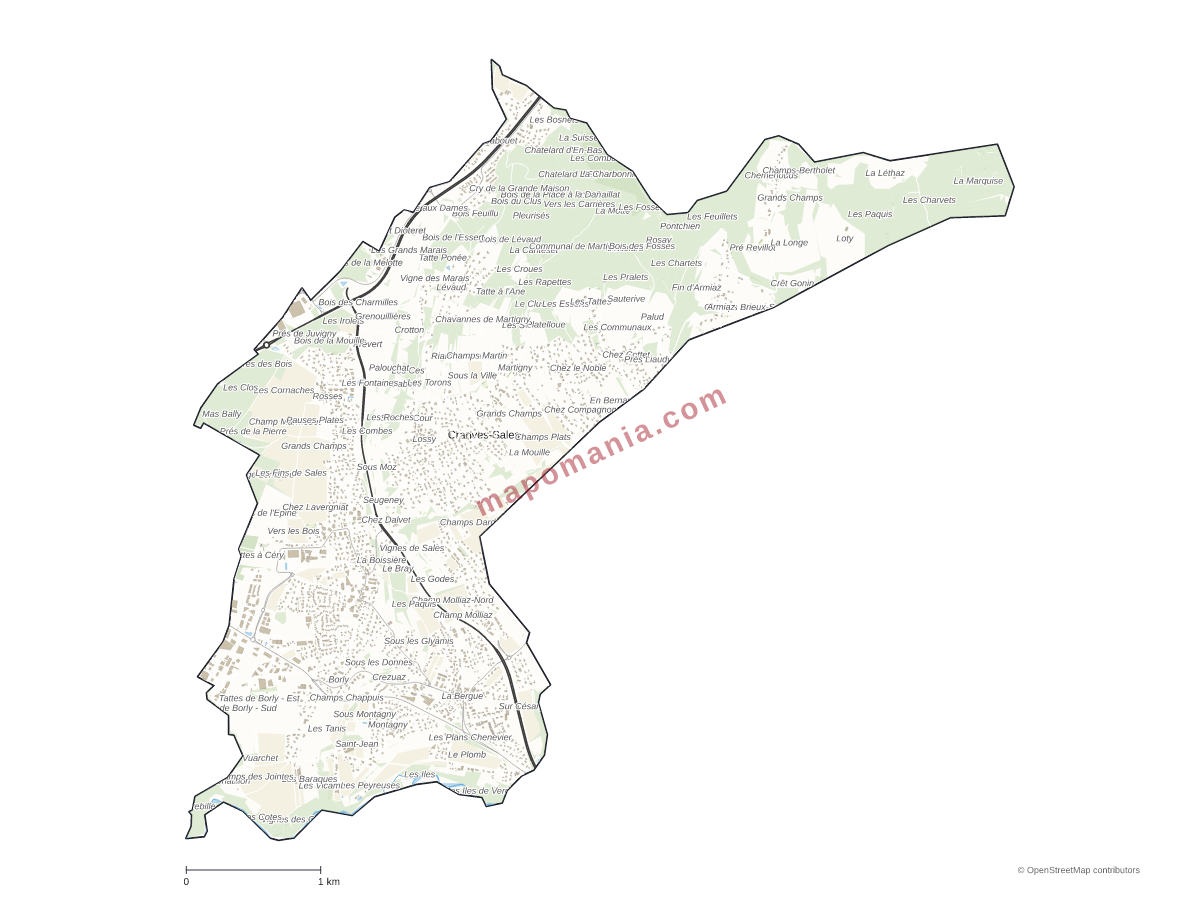 Carte de Cranves-Sales à personnaliser