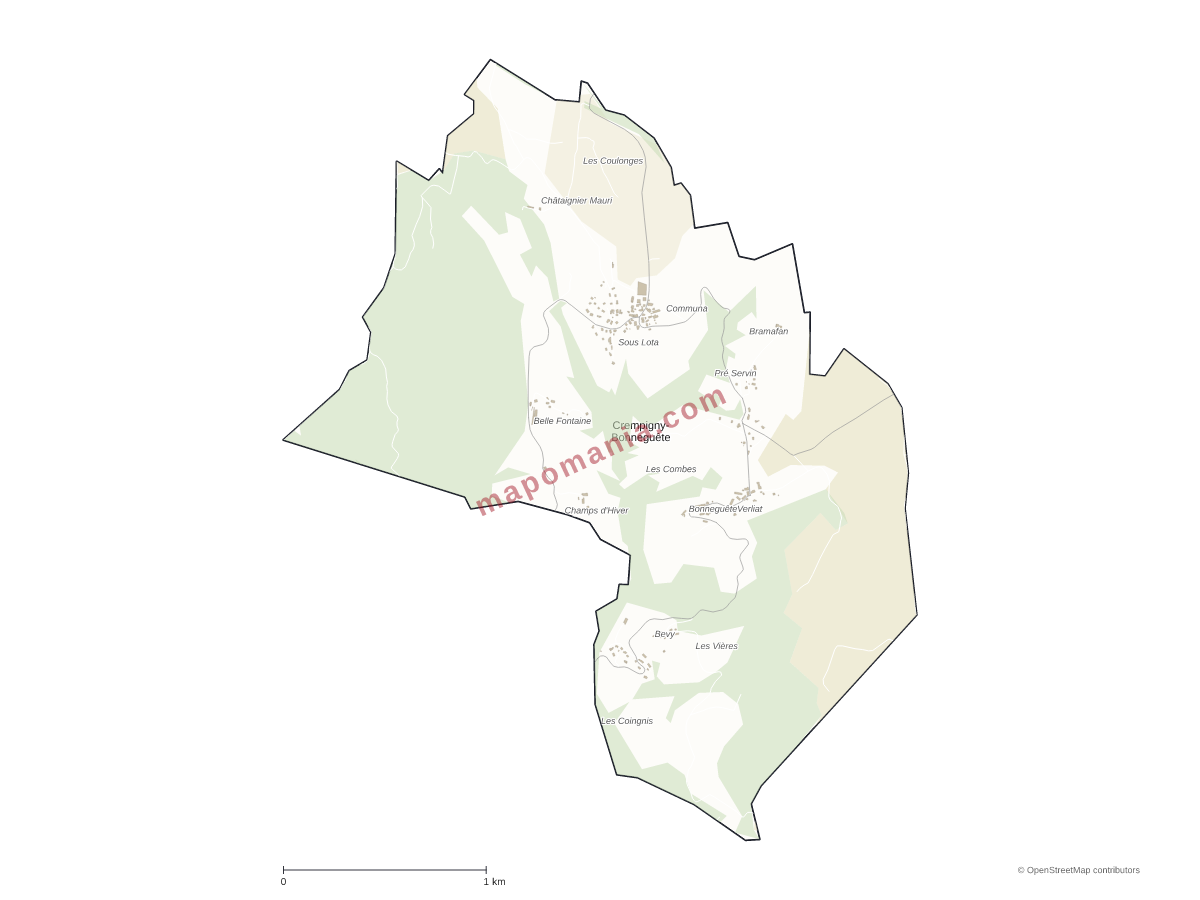 Carte de Crempigny-Bonneguête à personnaliser