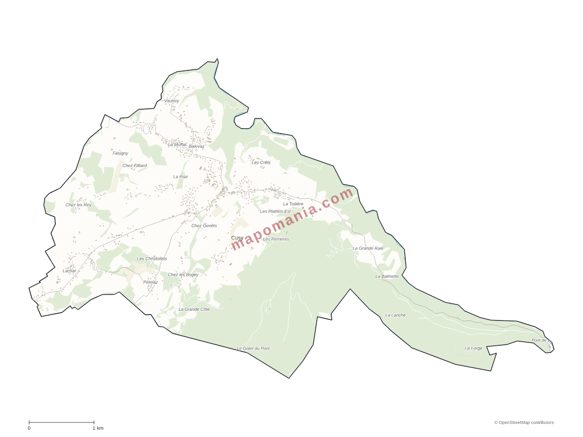 Carte de Cusy à personnaliser