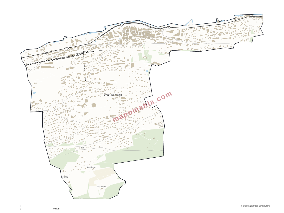 Carte de Évian-les-Bains à personnaliser