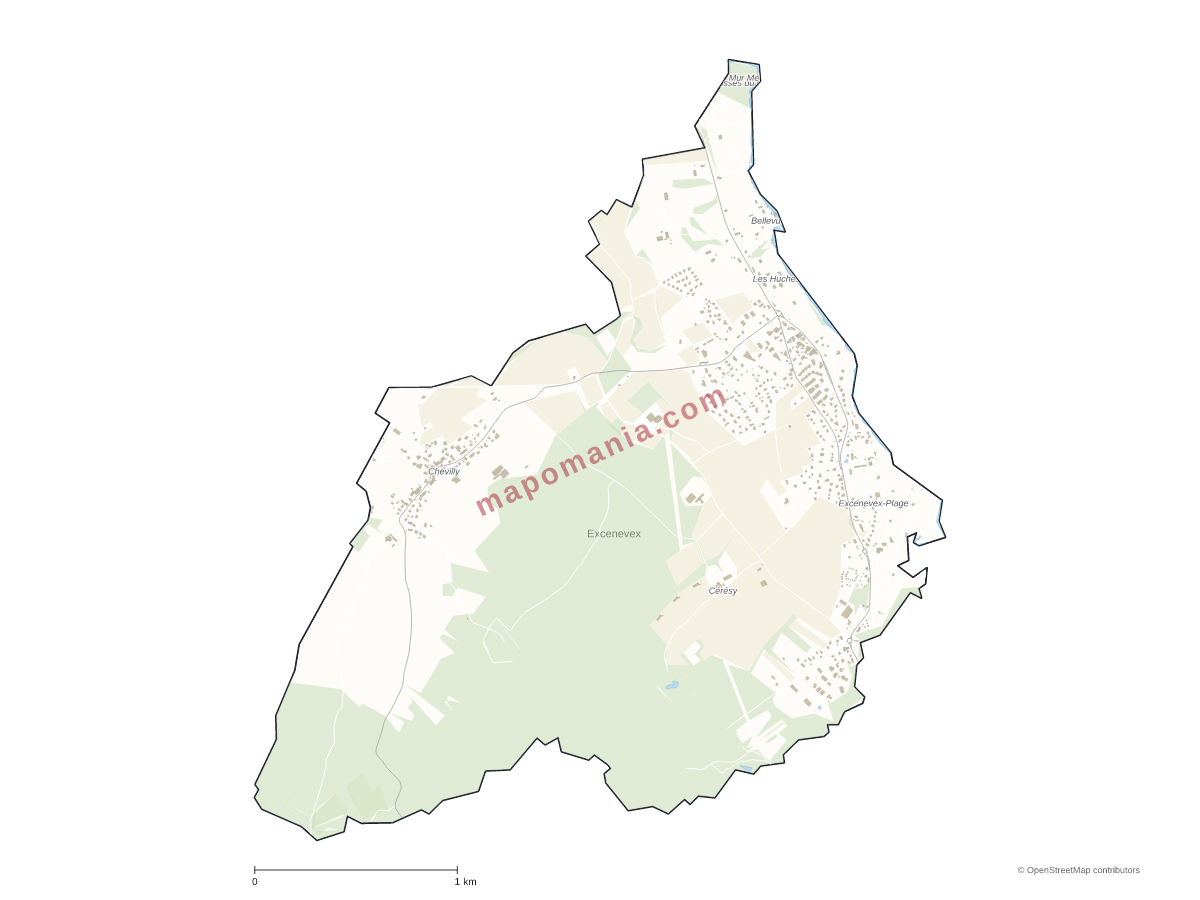 Carte de Excenevex à personnaliser