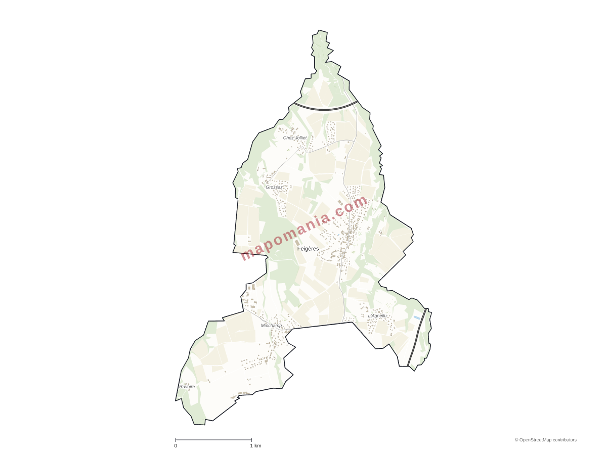 Carte de Feigères à personnaliser