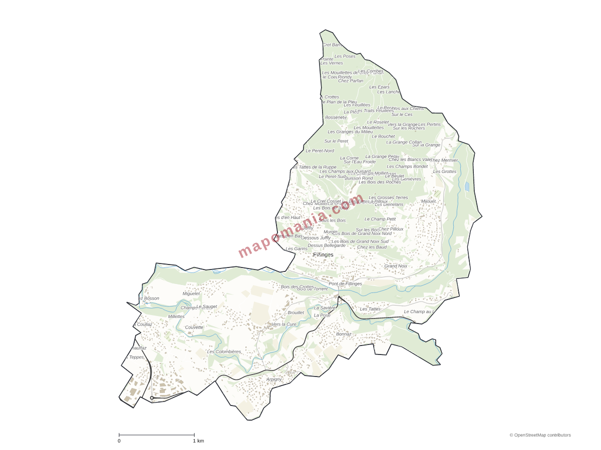 Carte de Fillinges à personnaliser