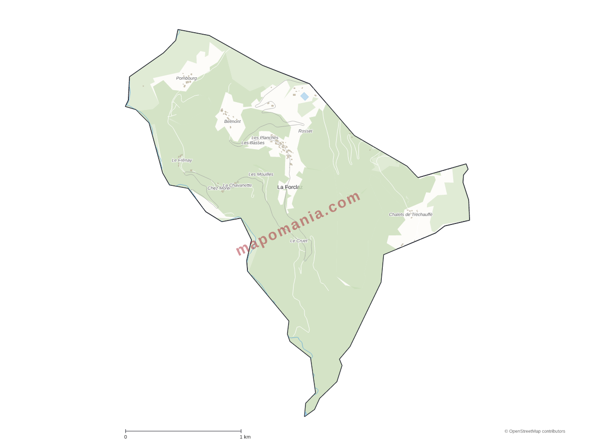 Carte de La Forclaz à personnaliser