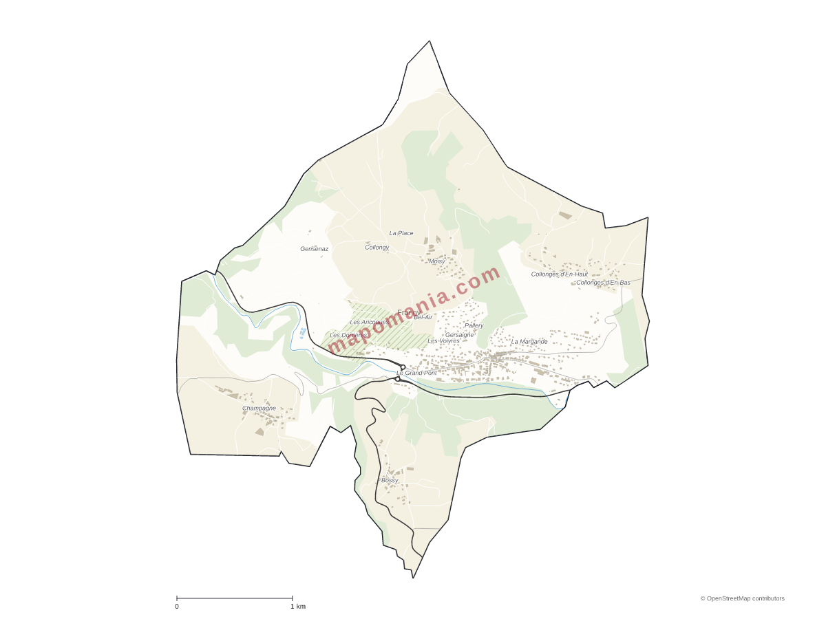 Carte de Frangy à personnaliser
