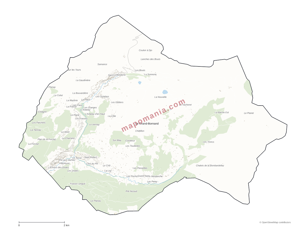 Carte de Le Grand-Bornand à personnaliser