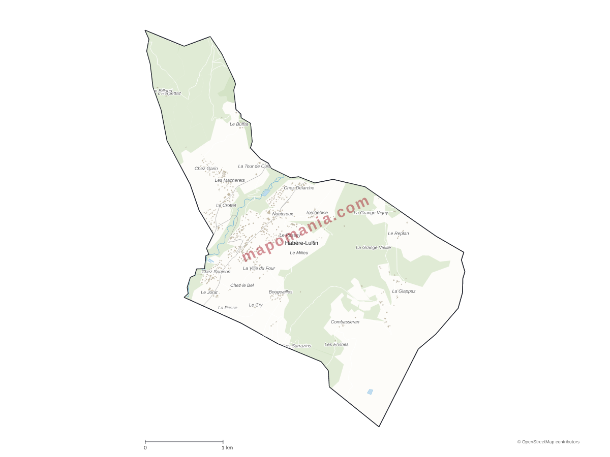 Carte de Habère-Lullin à personnaliser