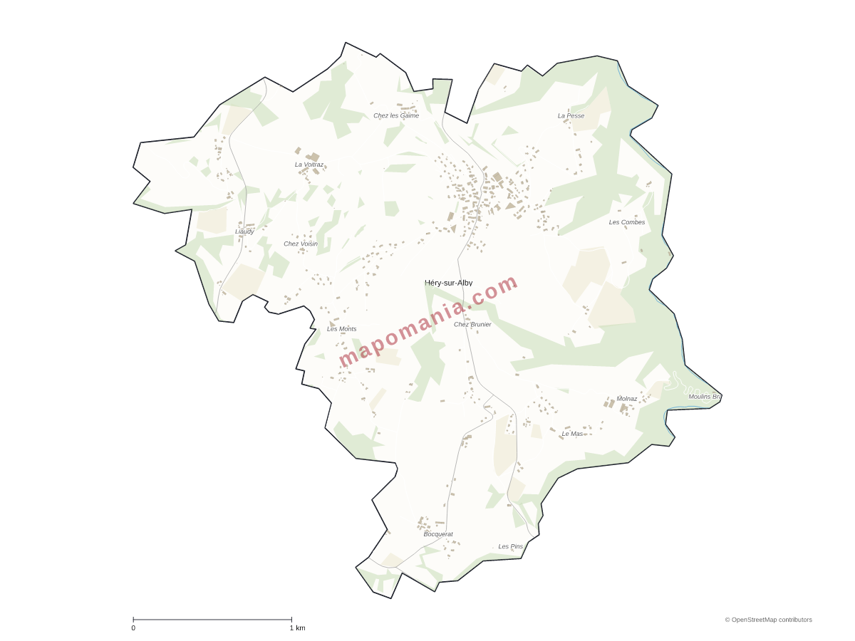 Carte de Héry-sur-Alby à personnaliser