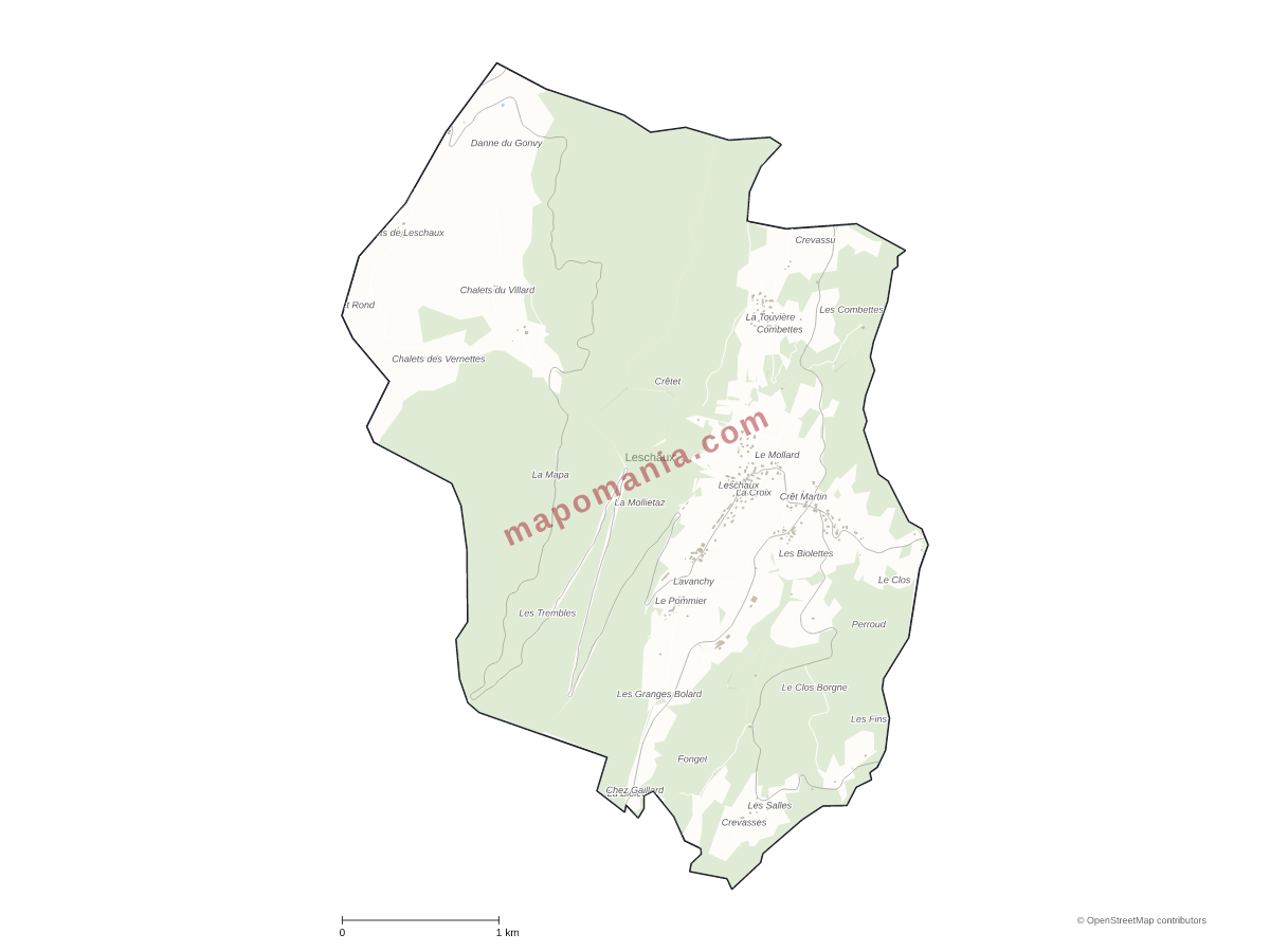 Carte de Leschaux à personnaliser