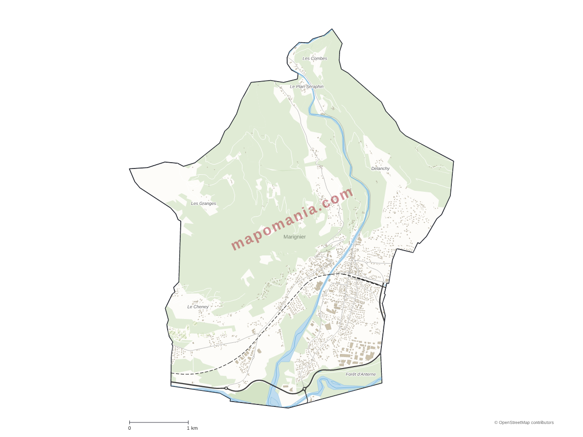 Carte de Marignier à personnaliser